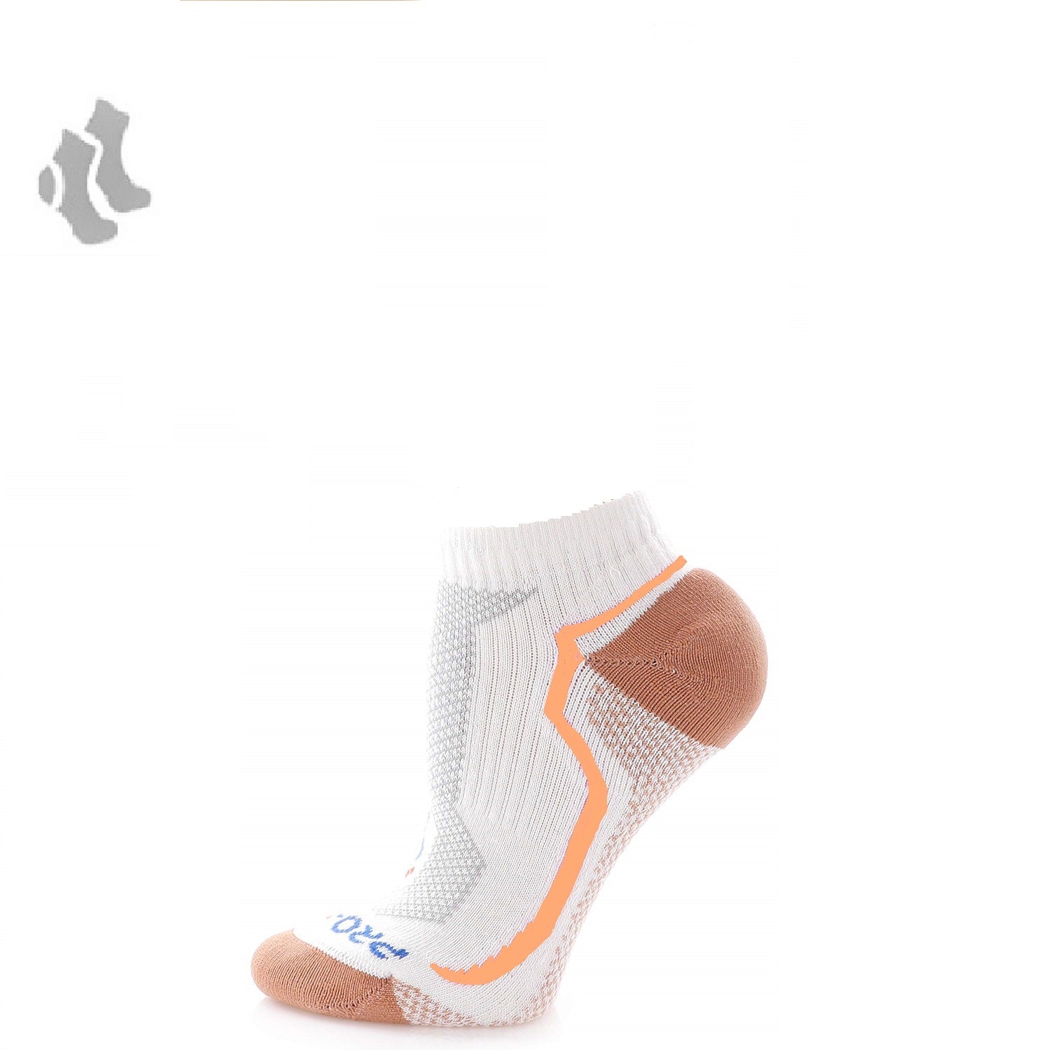 orange low cut copper athletic socks with accents